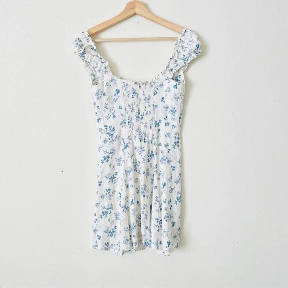 NWT Reformation The Pacey Floral Sweetheart Mini Dress in Lula White Blue Print - Picture 4 of 8
